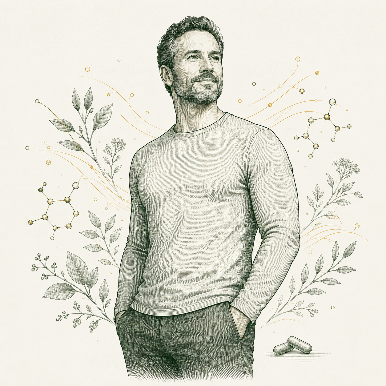 A restrained botanical and energy-focused illustration for Titan Forge Power