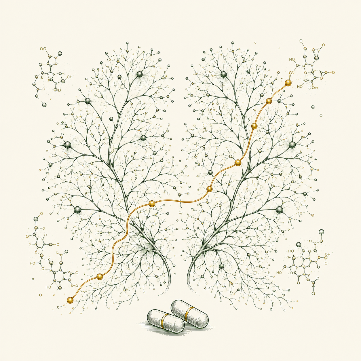 A branching neural network illustration for Titan Mind